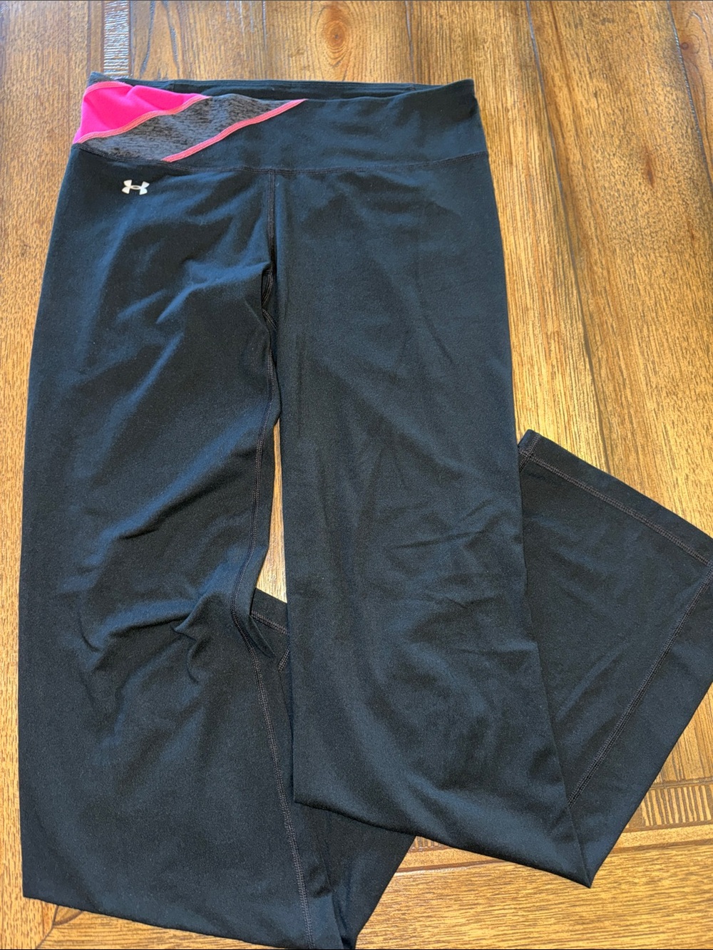 Under Armour Black Track Pants with Pink Waist Accent